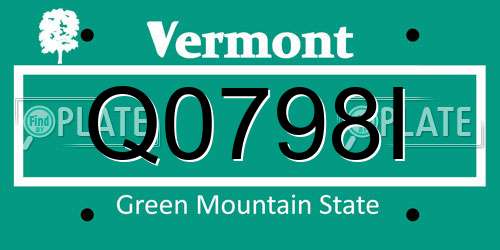 Q0798I Vermont License Plate