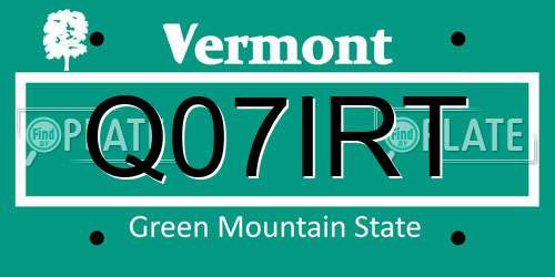 Q07IRT Vermont License Plate