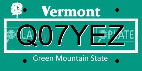 Q07YEZ Vermont License Plate