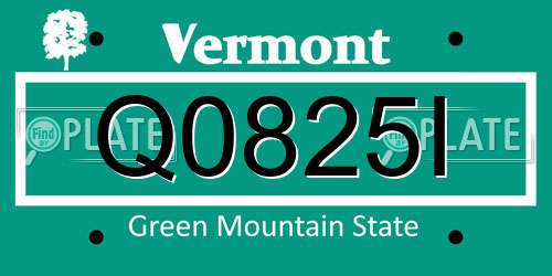 Q0825I Vermont License Plate