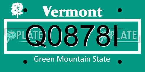 Q0878I Vermont License Plate