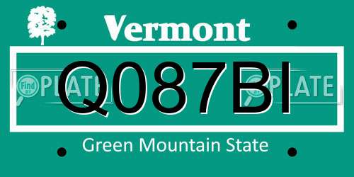 Q087BI Vermont License Plate