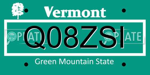 Q08ZSI Vermont License Plate