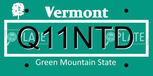 Q11NTD Vermont License Plate