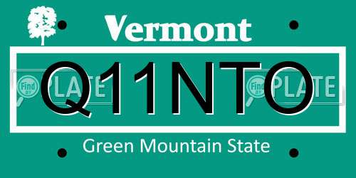 Q11NTO Vermont License Plate