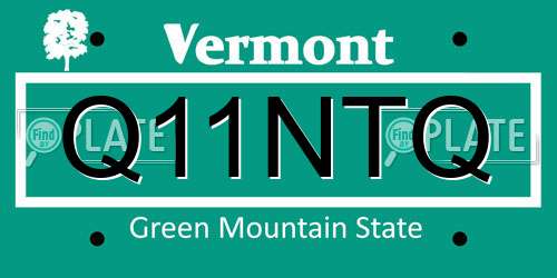Q11NTQ Vermont License Plate