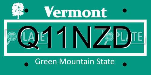 Q11NZD Vermont License Plate