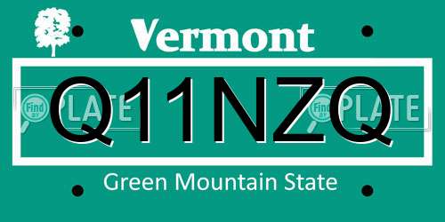 Q11NZQ Vermont License Plate