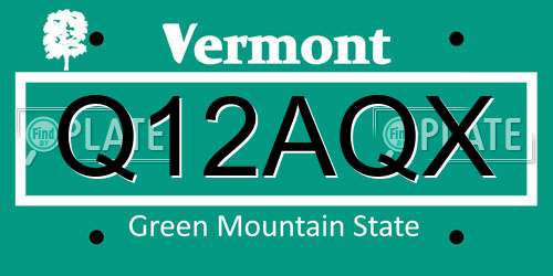 Q12AQX Vermont License Plate