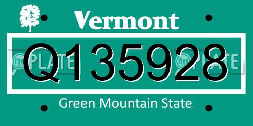 Q135928 Vermont License Plate