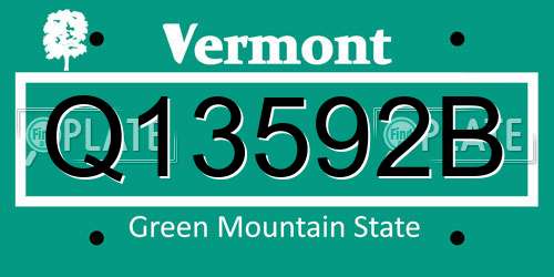 Q13592B Vermont License Plate