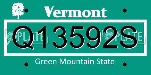 Q13592S Vermont License Plate