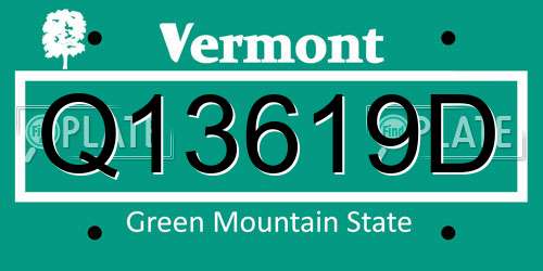 Q13619D Vermont License Plate