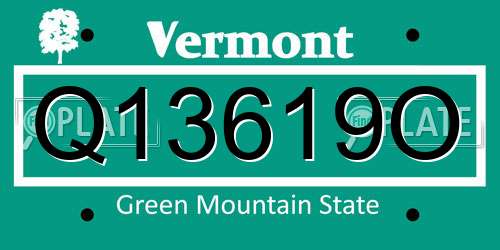 Q13619O Vermont License Plate
