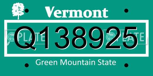 Q138925 Vermont License Plate