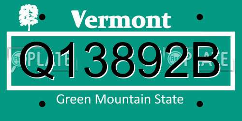 Q13892B Vermont License Plate