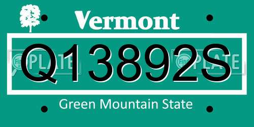 Q13892S Vermont License Plate