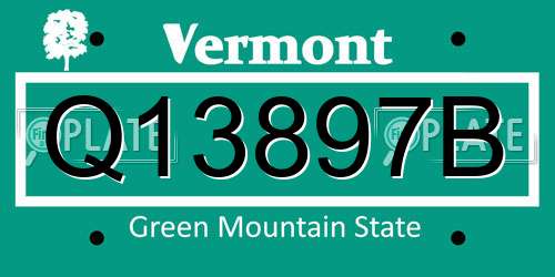 Q13897B Vermont License Plate