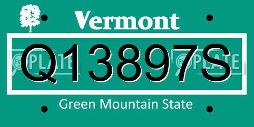 Q13897S Vermont License Plate