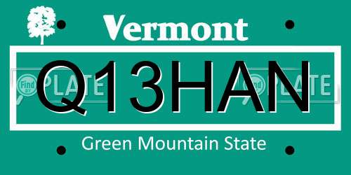 Q13HAN Vermont License Plate