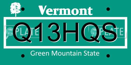 Q13HQS Vermont License Plate