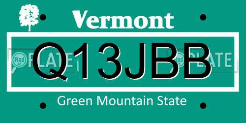 Q13JBB Vermont License Plate