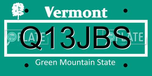 Q13JBS Vermont License Plate