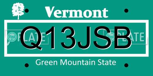 Q13JSB Vermont License Plate