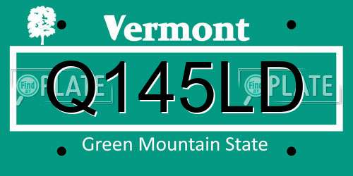 Q145LD Vermont License Plate