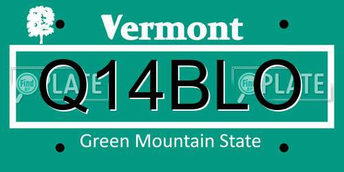 Q14BLO Vermont License Plate