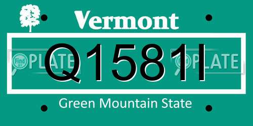 Q1581I Vermont License Plate