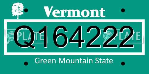 Q164222 Vermont License Plate
