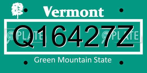 Q16427Z Vermont License Plate