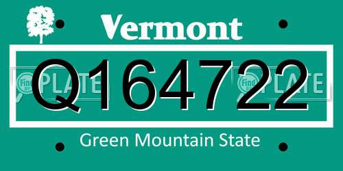Q164722 Vermont License Plate