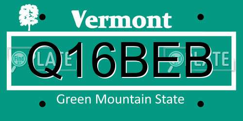 Q16BEB Vermont License Plate