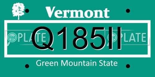 Q185II Vermont License Plate