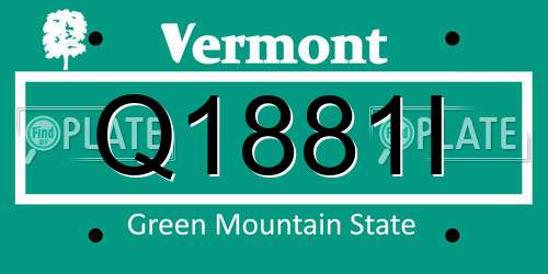 Q1881I Vermont License Plate