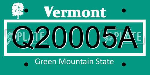 Q20005A Vermont License Plate