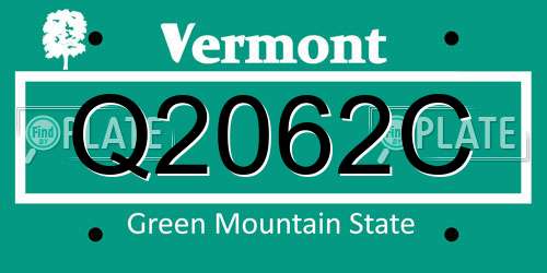 Q2062C Vermont License Plate