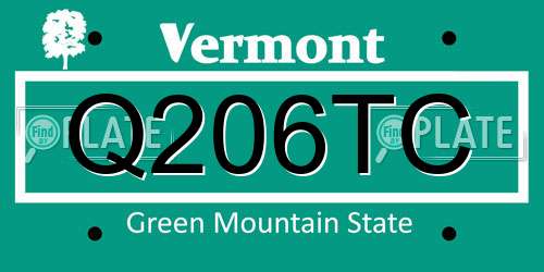 Q206TC Vermont License Plate