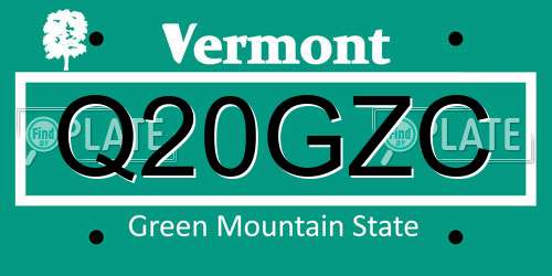 Q20GZC Vermont License Plate