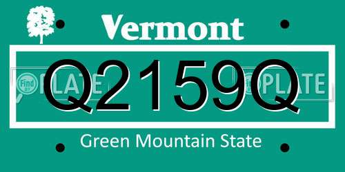 Q2159Q Vermont License Plate