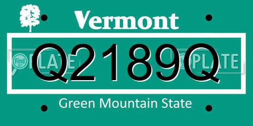 Q2189Q Vermont License Plate