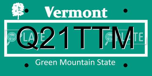 Q21TTM Vermont License Plate