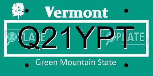 Q21YPT Vermont License Plate