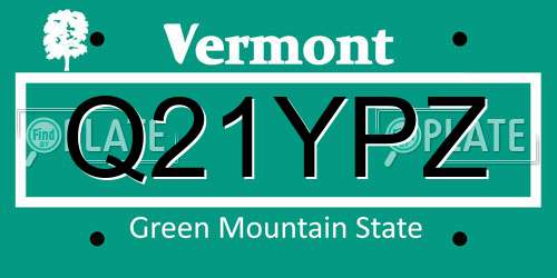 Q21YPZ Vermont License Plate