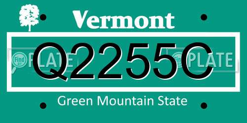 Q2255C Vermont License Plate