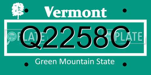 Q2258C Vermont License Plate