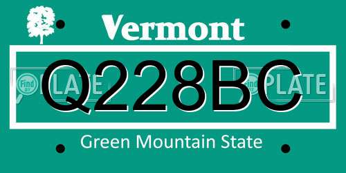 Q228BC Vermont License Plate