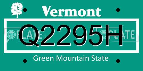 Q2295H Vermont License Plate